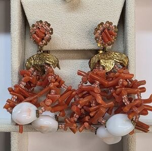 Vintage Miriam Haskell Coral Earrings – Signed Pat. 3,176,475